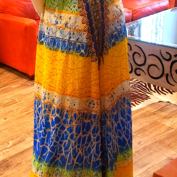 *LAST ONE**MANISH VAID-SILK Geo Prt. Hi-Lo Dress w/Cry.Emb.-NWT-O/S - Picture 6 of 8